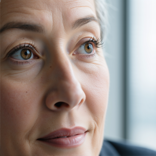 四十五岁左右中年女性头像，穿职业套装，美容设备专家身份，专业背景，明亮自然光